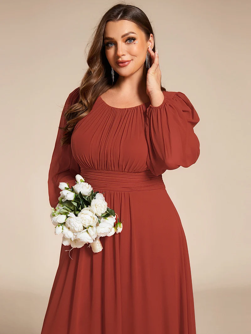 ever CELESTE|Robe demoiselle d'honneur en mousseline à taille haute Manches bouffantes