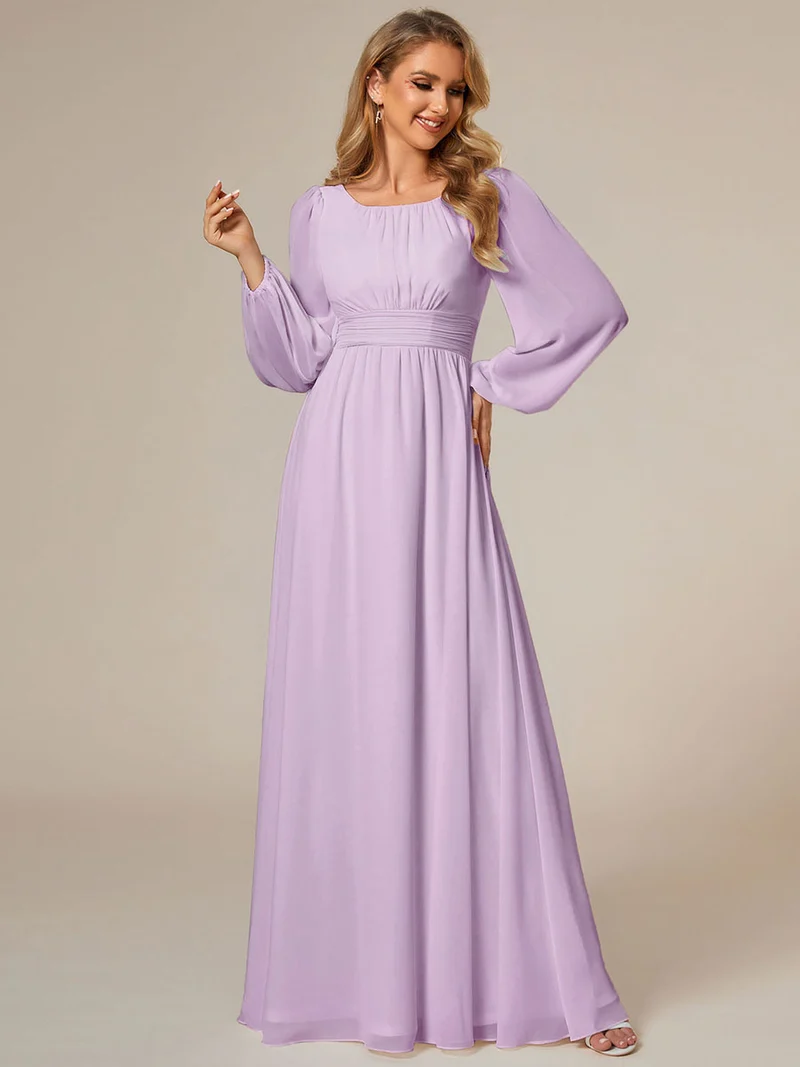 ever CELESTE|Robe demoiselle d'honneur en mousseline à taille haute Manches bouffantes