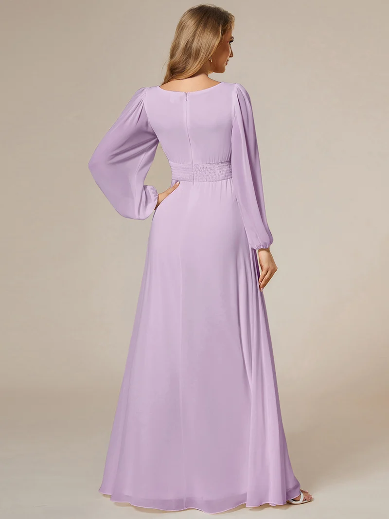 ever CELESTE|Robe demoiselle d'honneur en mousseline à taille haute Manches bouffantes