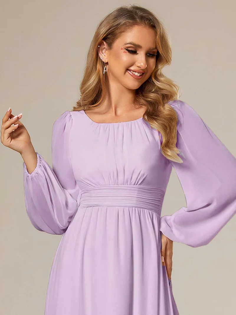 ever CELESTE|Robe demoiselle d'honneur en mousseline à taille haute Manches bouffantes