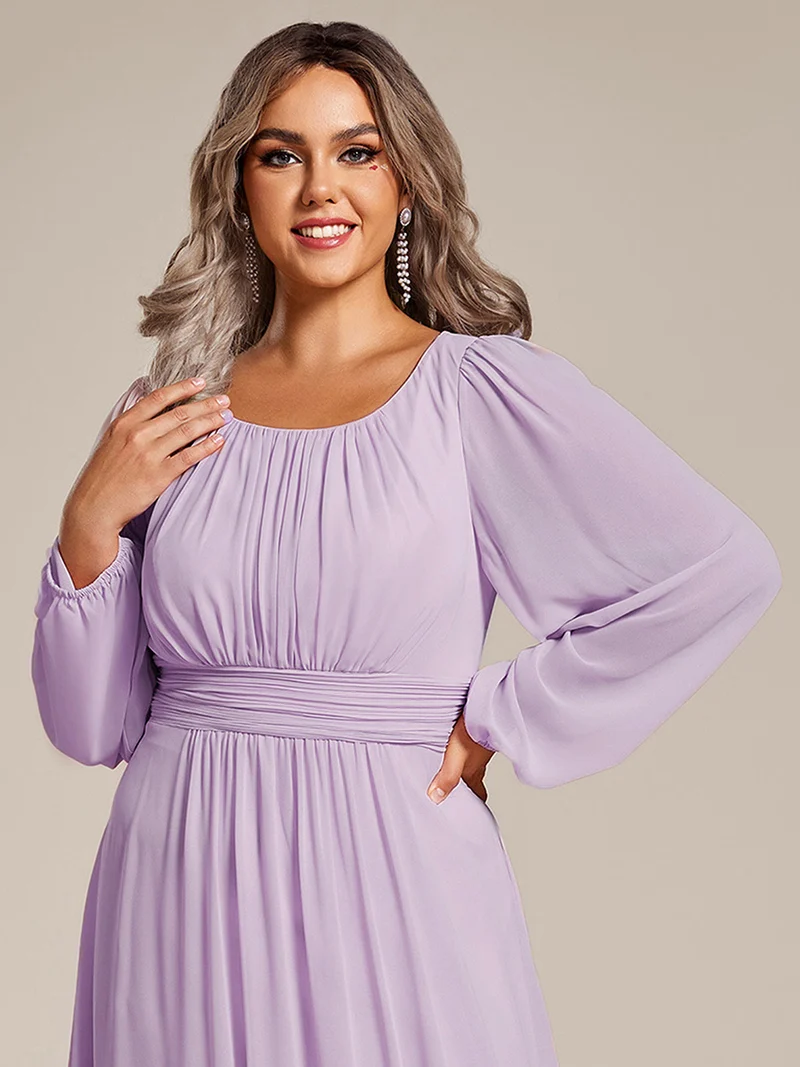 ever CELESTE|Robe demoiselle d'honneur en mousseline à taille haute Manches bouffantes