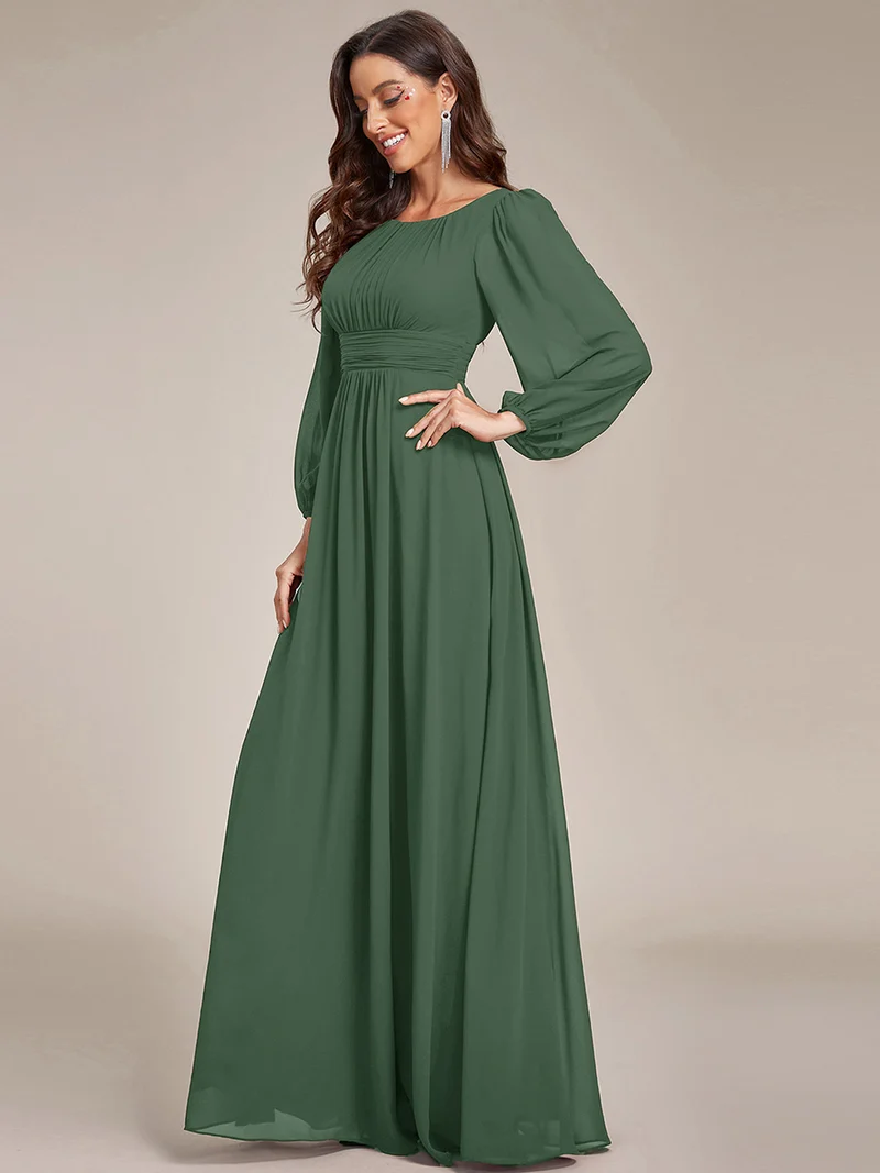 ever CELESTE|Robe demoiselle d'honneur en mousseline à taille haute Manches bouffantes