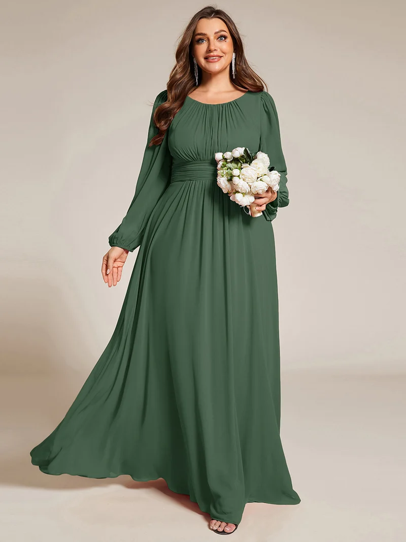 ever CELESTE|Robe demoiselle d'honneur en mousseline à taille haute Manches bouffantes