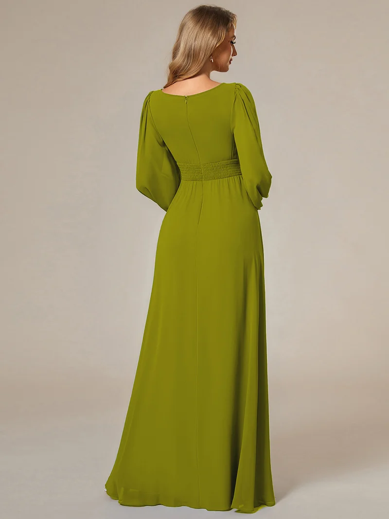ever CELESTE|Robe demoiselle d'honneur en mousseline à taille haute Manches bouffantes