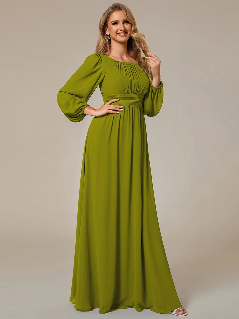 ever CELESTE|Robe demoiselle d'honneur en mousseline à taille haute Manches bouffantes