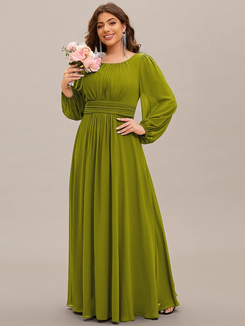 ever CELESTE|Robe demoiselle d'honneur en mousseline à taille haute Manches bouffantes