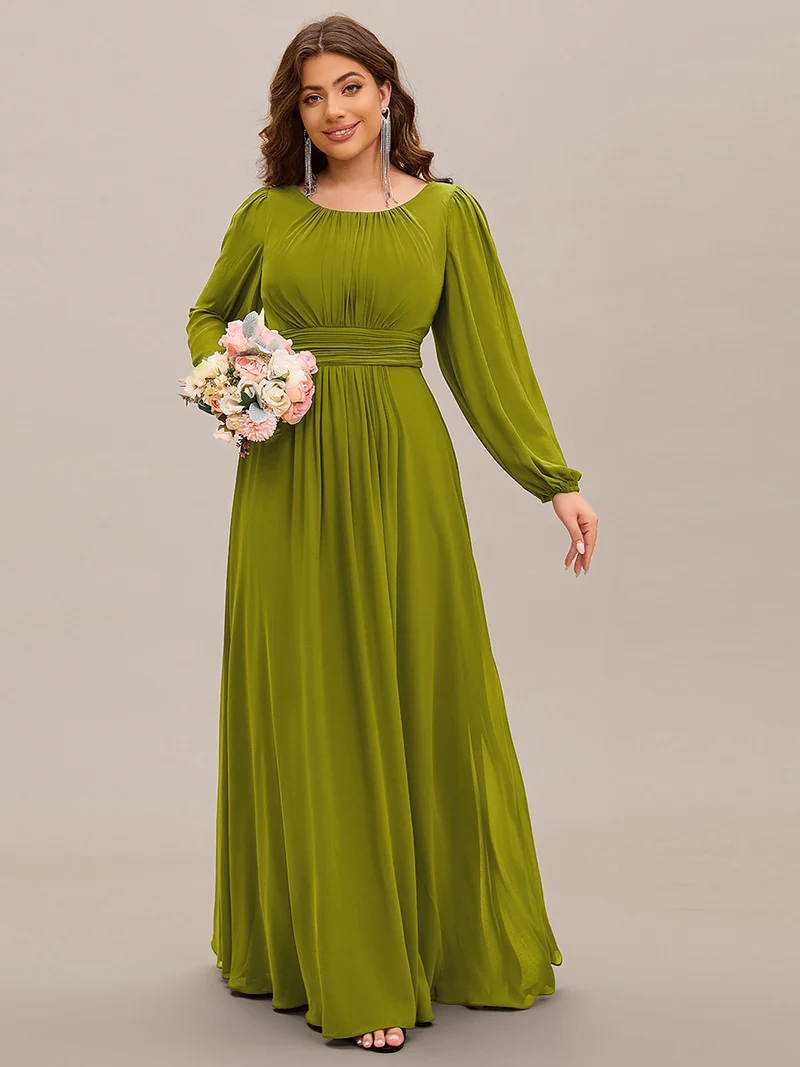 ever CELESTE|Robe demoiselle d'honneur en mousseline à taille haute Manches bouffantes