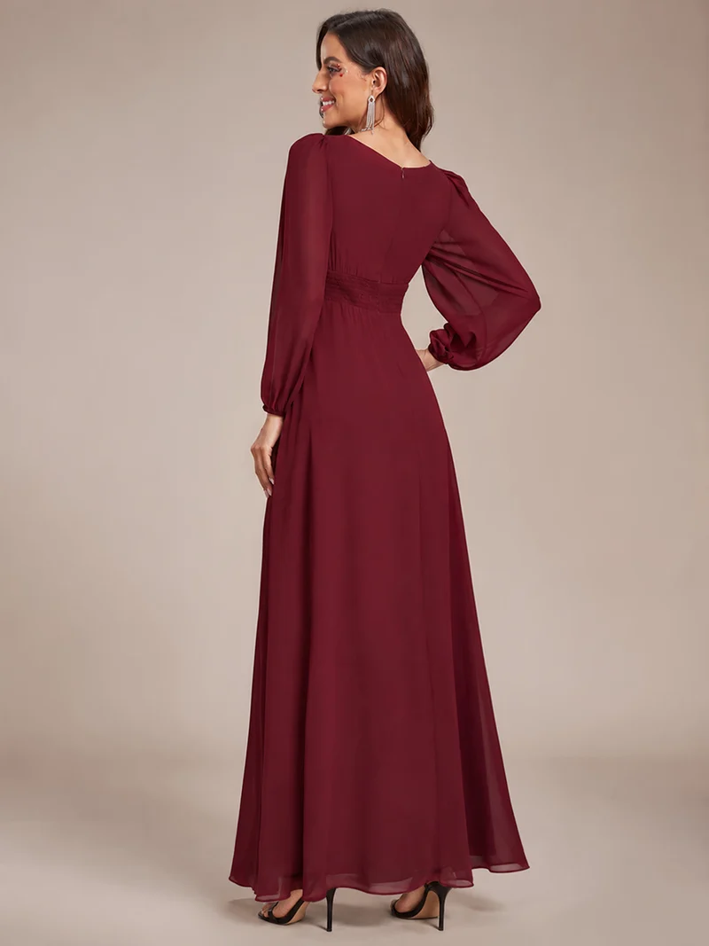 ever CELESTE|Robe demoiselle d'honneur en mousseline à taille haute Manches bouffantes