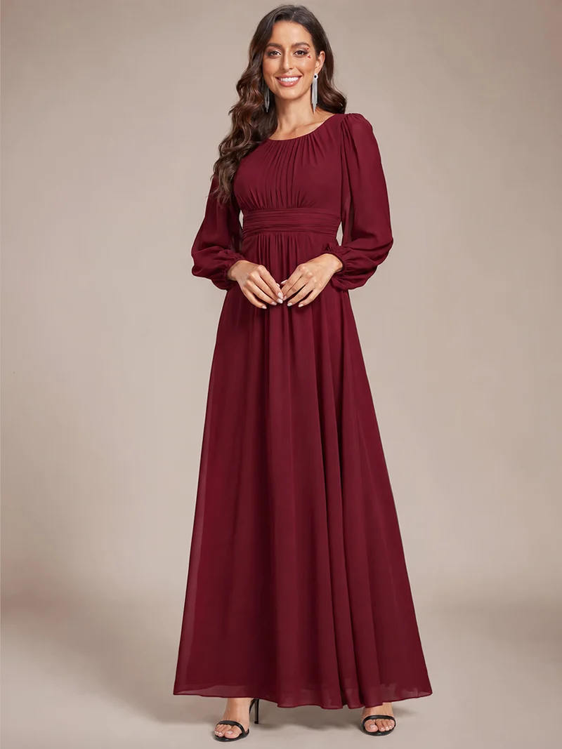ever CELESTE|Robe demoiselle d'honneur en mousseline à taille haute Manches bouffantes