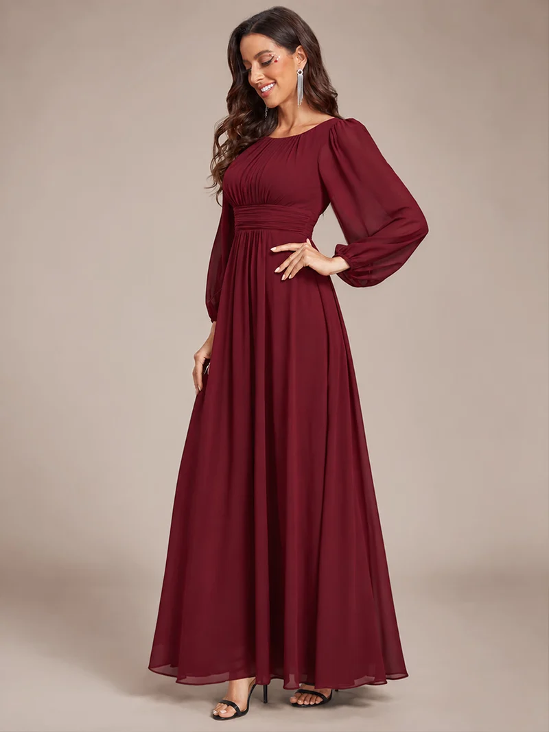 ever CELESTE|Robe demoiselle d'honneur en mousseline à taille haute Manches bouffantes