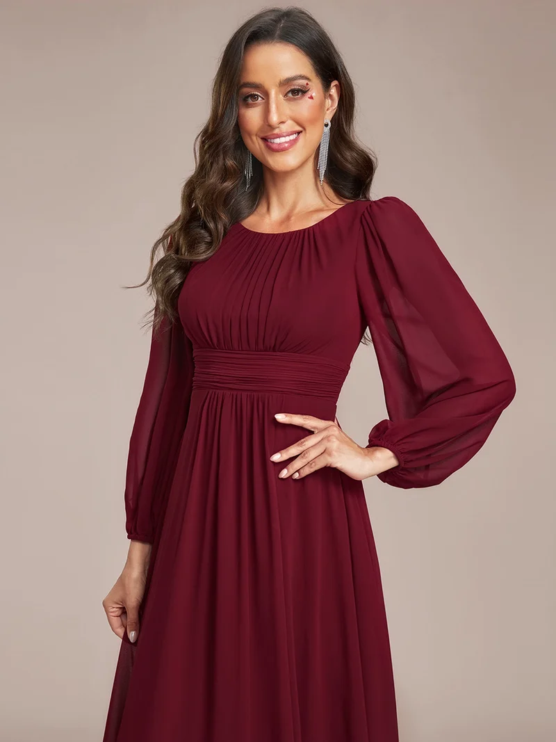 ever CELESTE|Robe demoiselle d'honneur en mousseline à taille haute Manches bouffantes