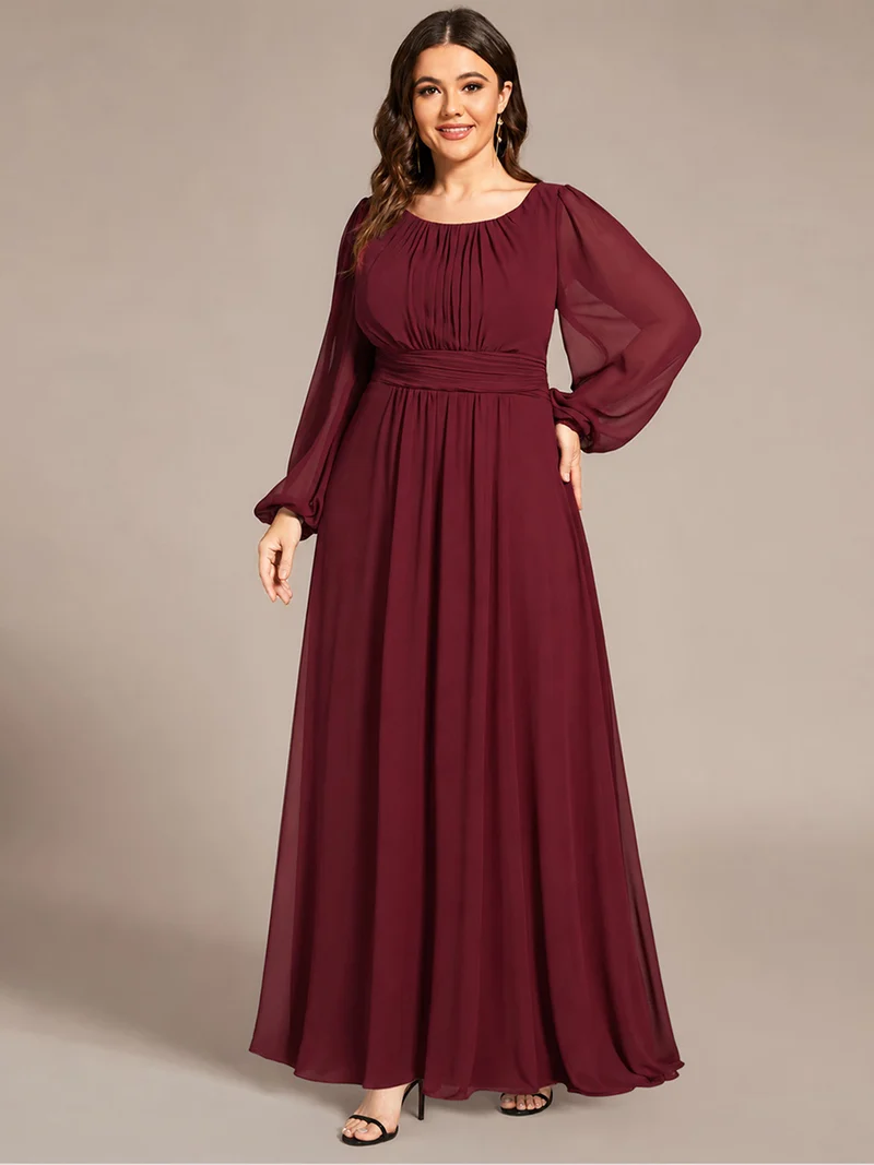 ever CELESTE|Robe demoiselle d'honneur en mousseline à taille haute Manches bouffantes