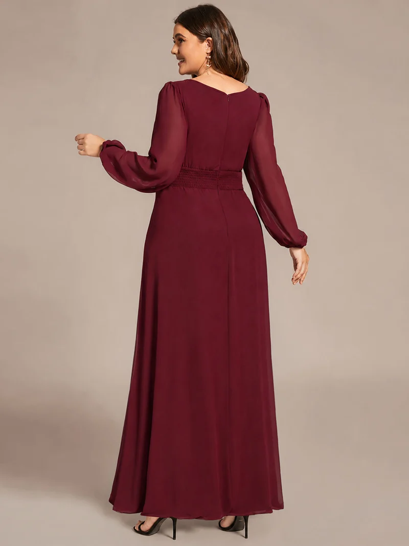 ever CELESTE|Robe demoiselle d'honneur en mousseline à taille haute Manches bouffantes