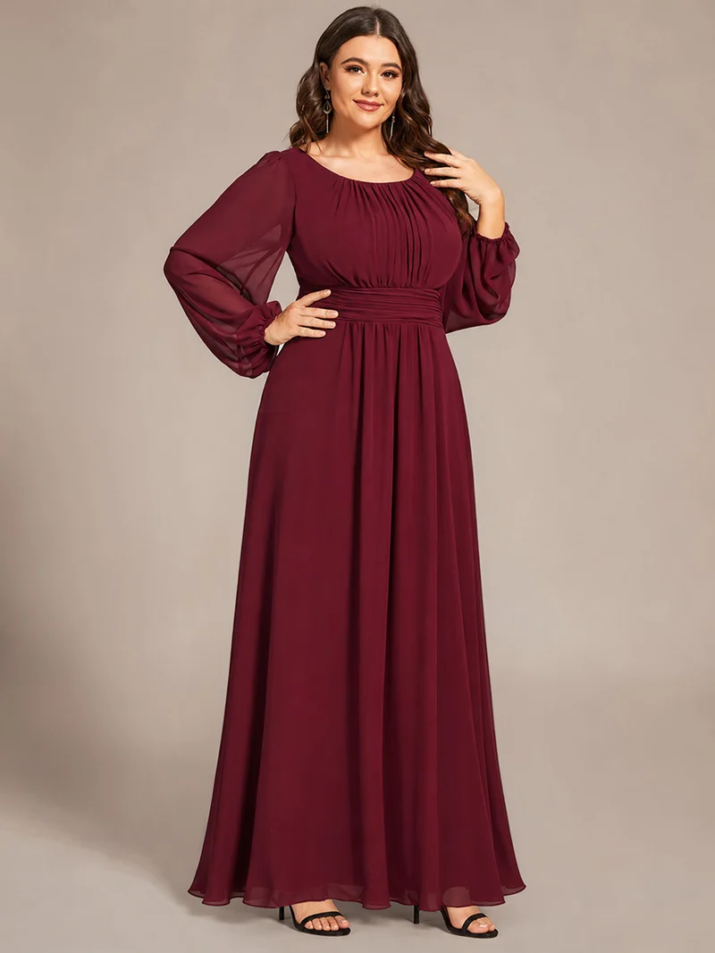 ever CELESTE|Robe demoiselle d'honneur en mousseline à taille haute Manches bouffantes