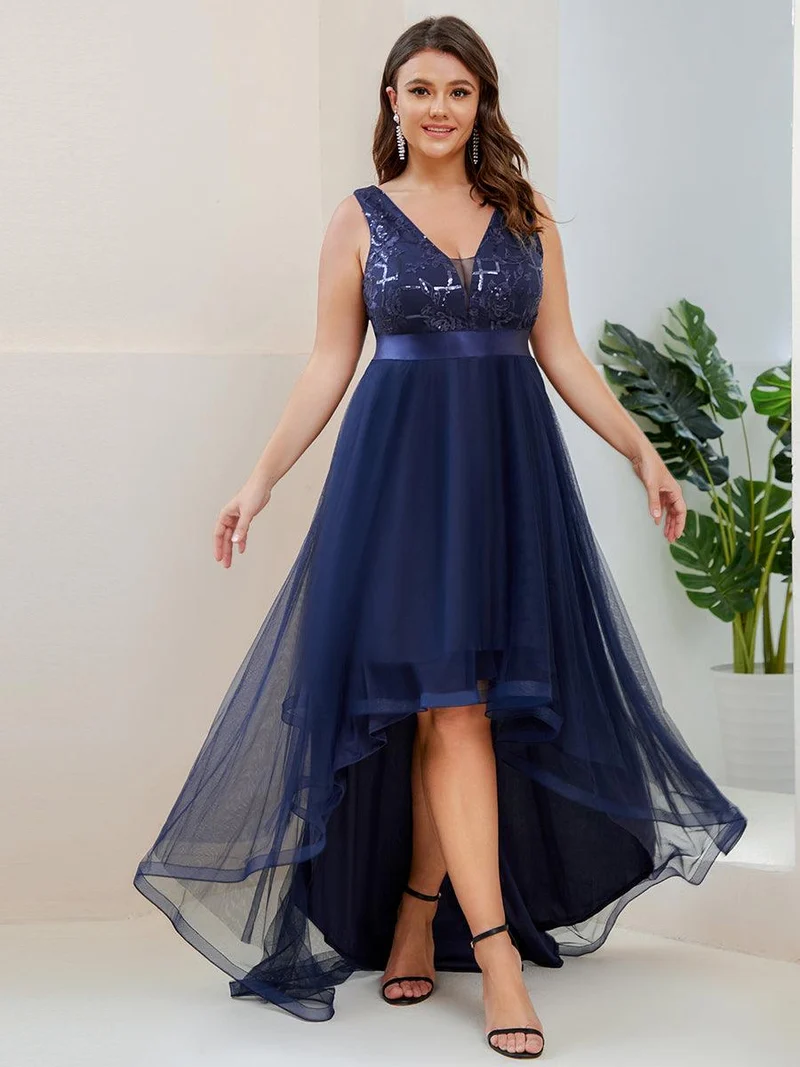 pretty SASHIA|Robes de bal Asymétrique Tulle Paillettes High Low Grande taille(Vente finale)