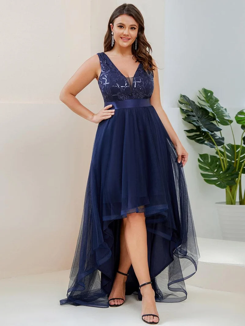 pretty SASHIA|Robes de bal Asymétrique Tulle Paillettes High Low Grande taille(Vente finale)