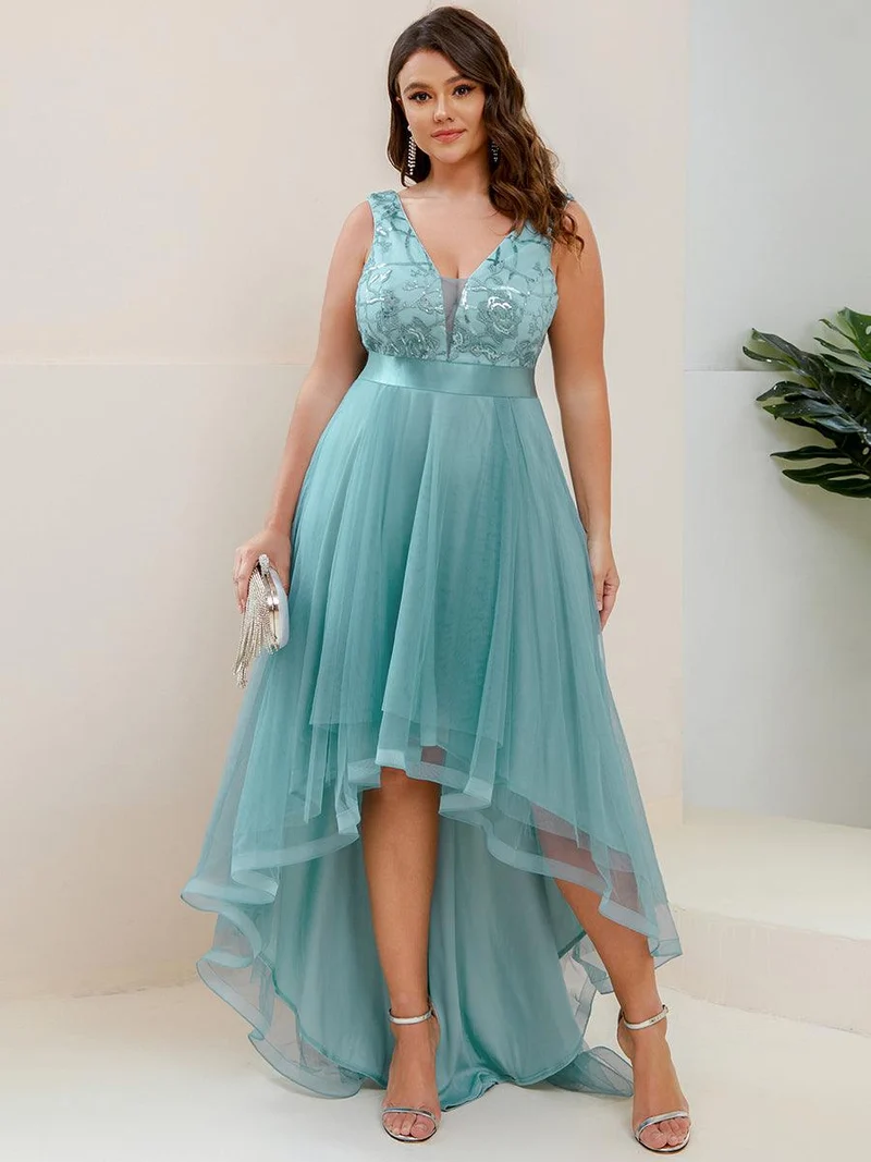 pretty SASHIA|Robes de bal Asymétrique Tulle Paillettes High Low Grande taille(Vente finale)