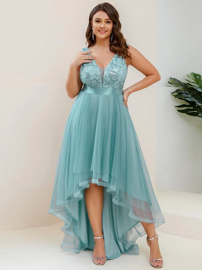pretty SASHIA|Robes de bal Asymétrique Tulle Paillettes High Low Grande taille(Vente finale)