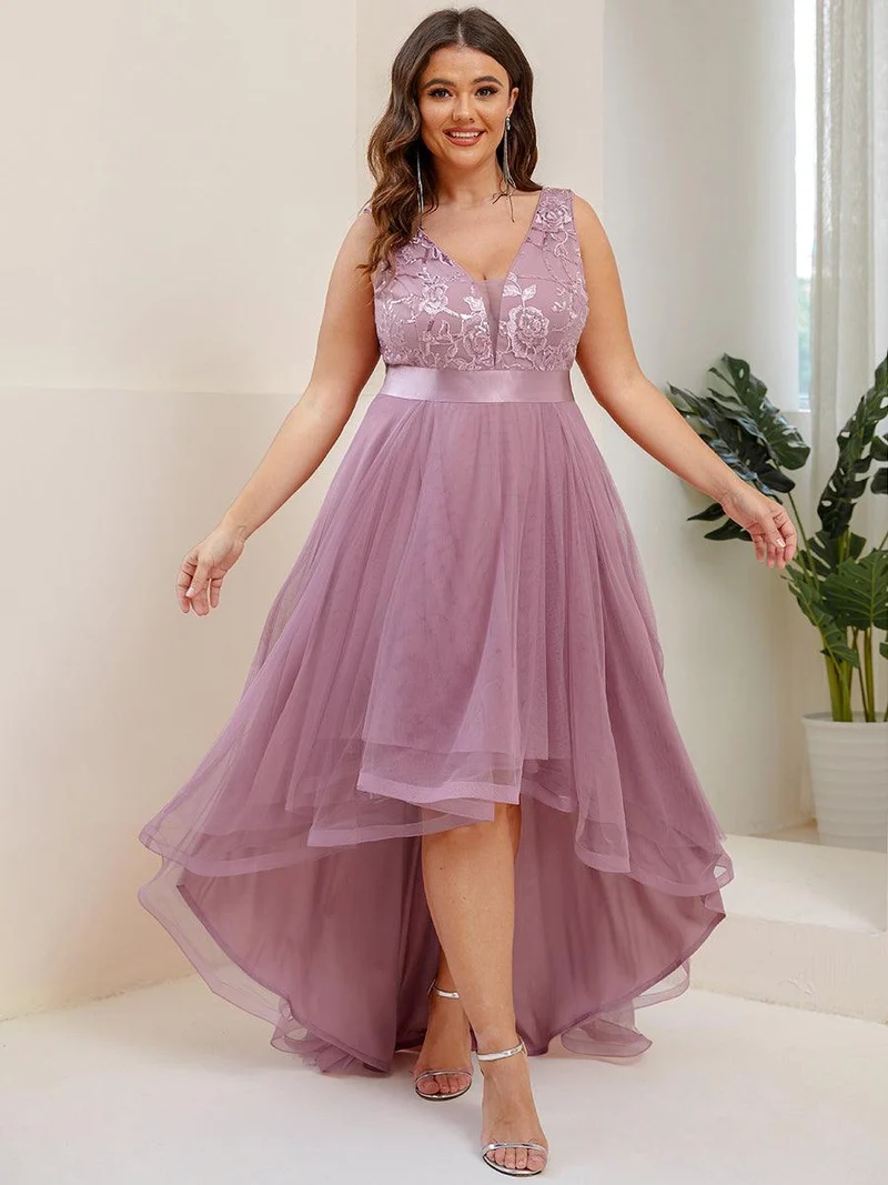 pretty SASHIA|Robes de bal Asymétrique Tulle Paillettes High Low Grande taille(Vente finale)