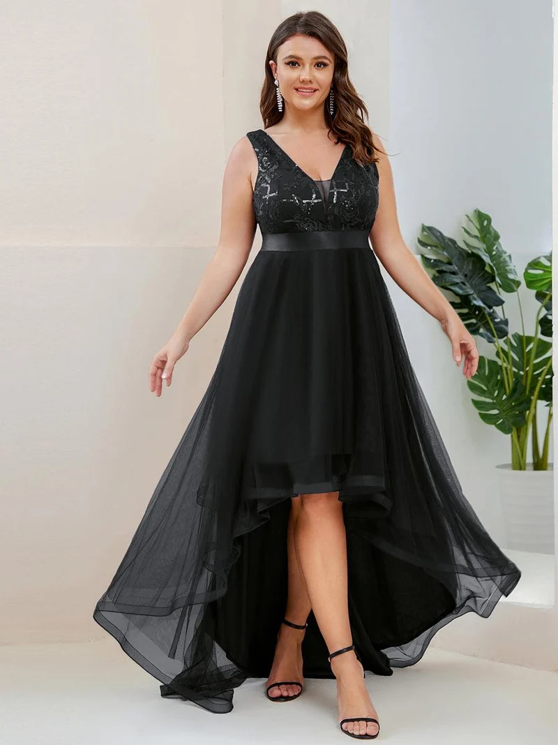 pretty SASHIA|Robes de bal Asymétrique Tulle Paillettes High Low Grande taille(Vente finale)