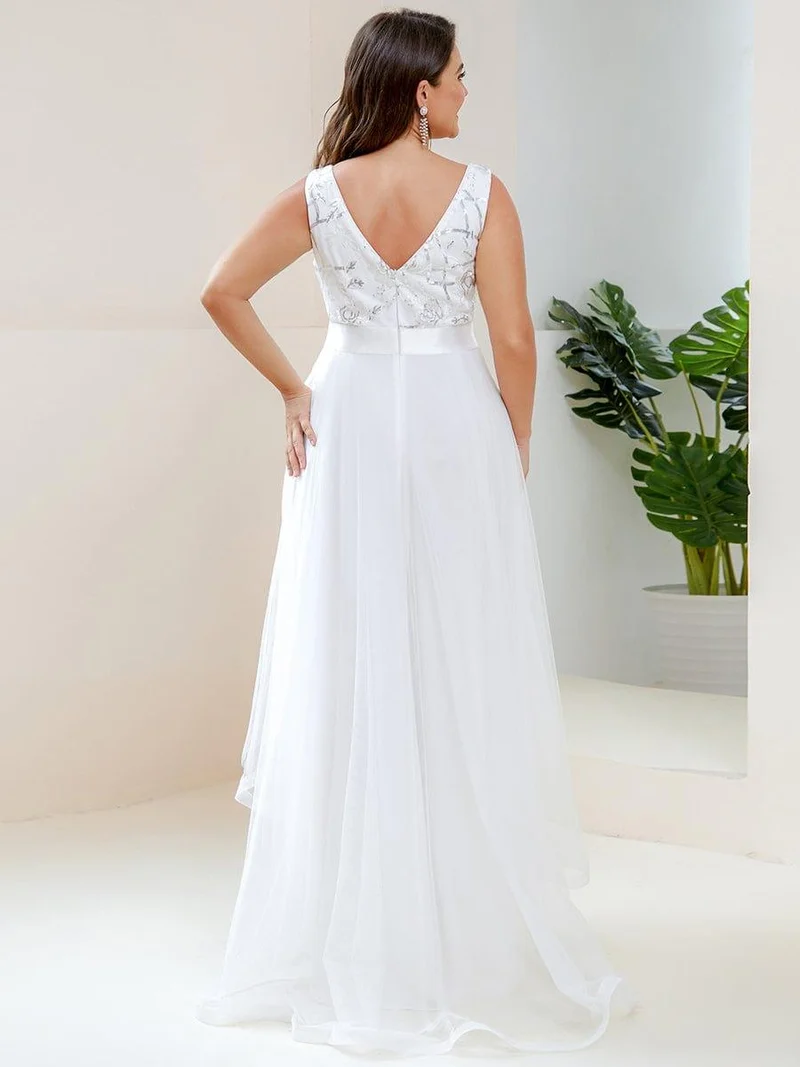 ever SASHIA|Robe de Cocktail en Tulle à Paillettes Haut Bas Ourlet Asymétrique(Vente finale)