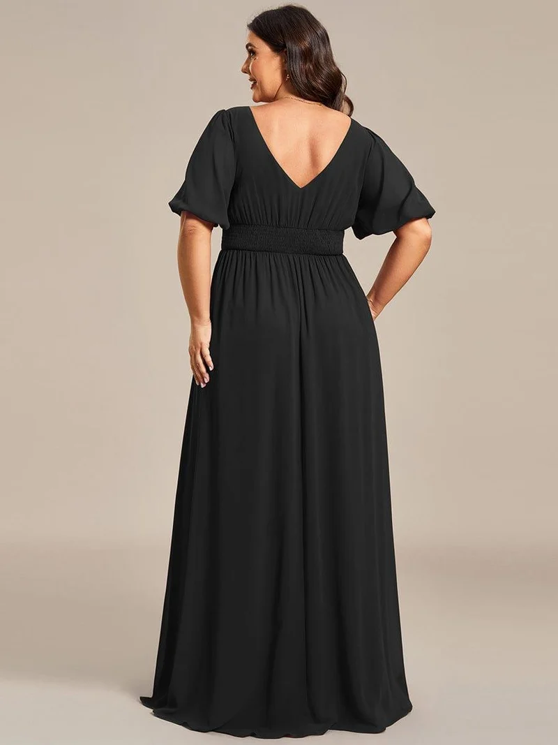 pretty MADISON|Robe de soirée Mousseline M manches courtes Col en V Grande taille