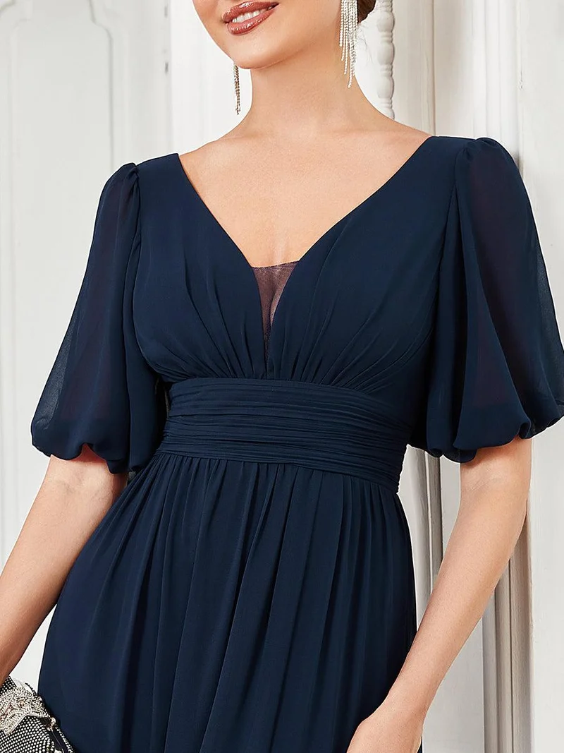ever MADISON|Robe de soirée Mousseline M manches courtes et col en V