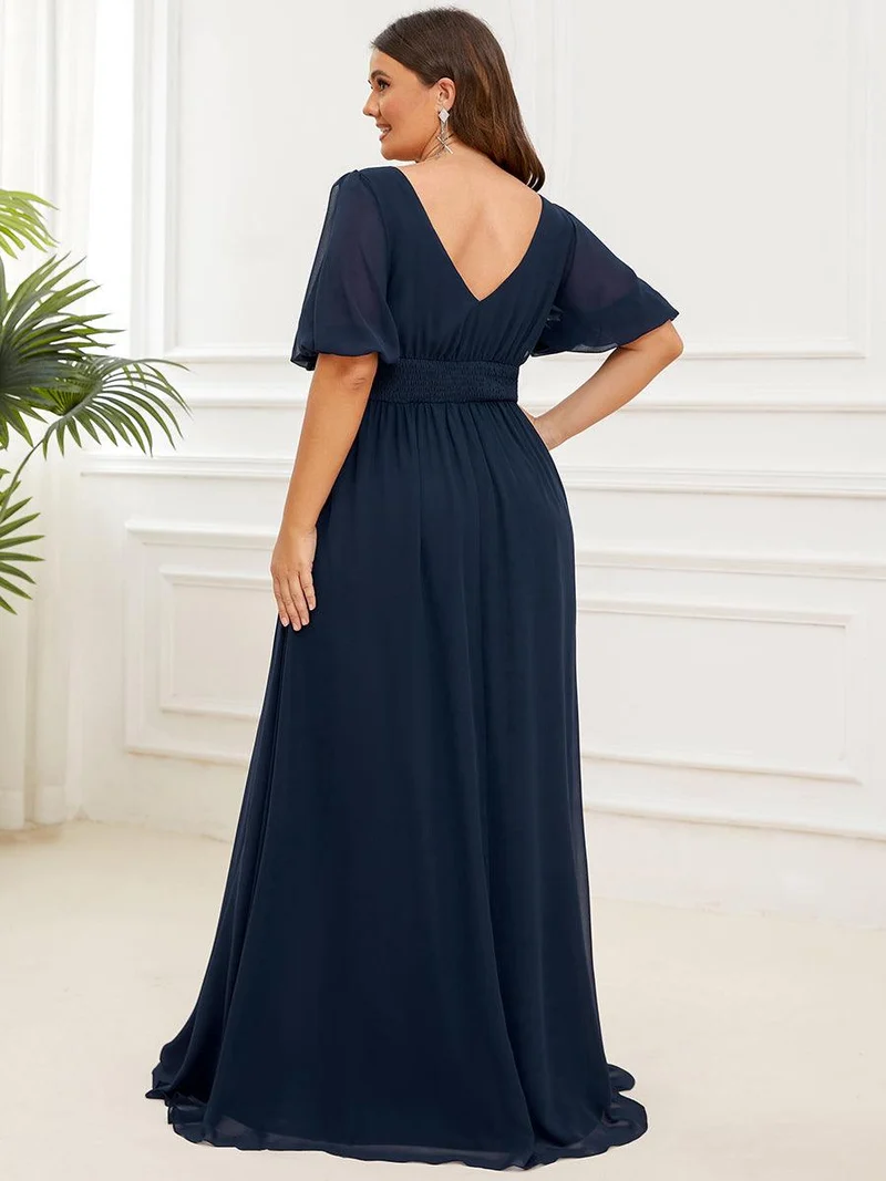 ever MADISON|Robe de soirée Mousseline M manches courtes et col en V