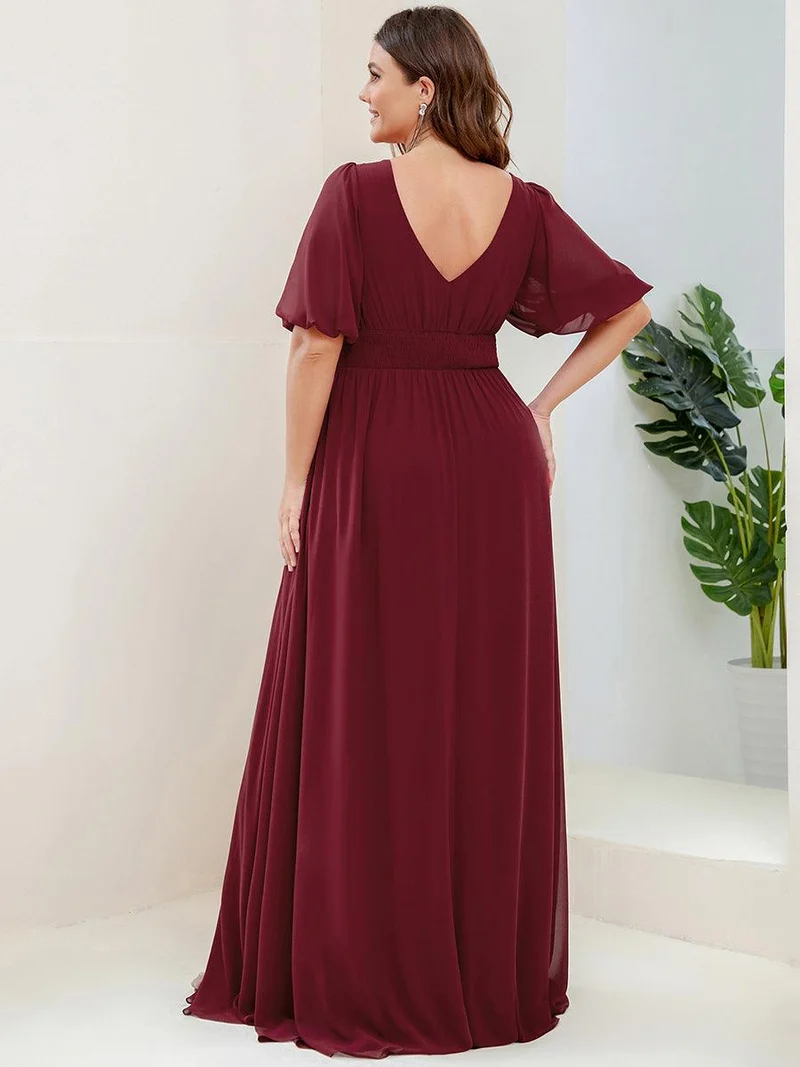 ever MADISON|Robe de soirée Mousseline M manches courtes et col en V