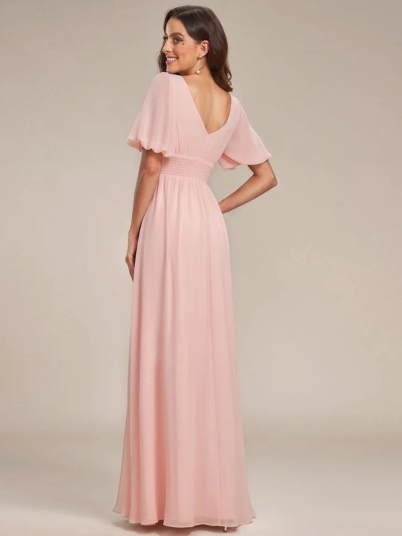 ever MADISON|Robe de soirée Mousseline M manches courtes et col en V