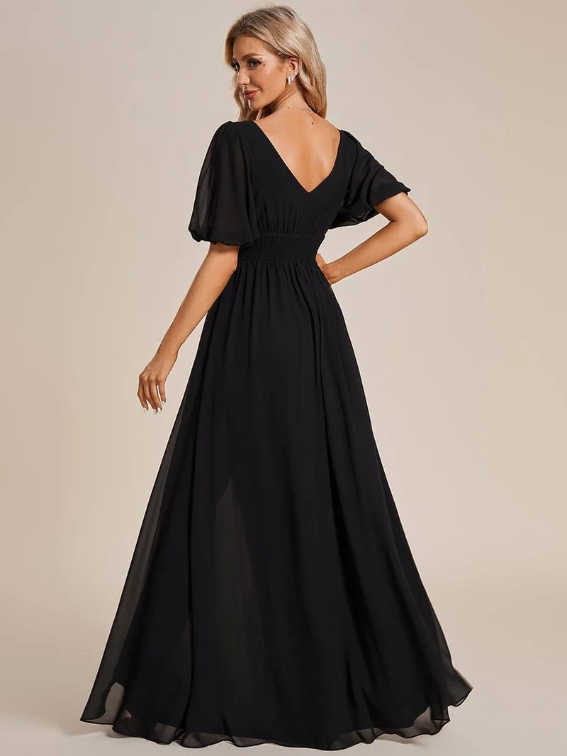 ever MADISON|Robe de soirée Mousseline M manches courtes et col en V