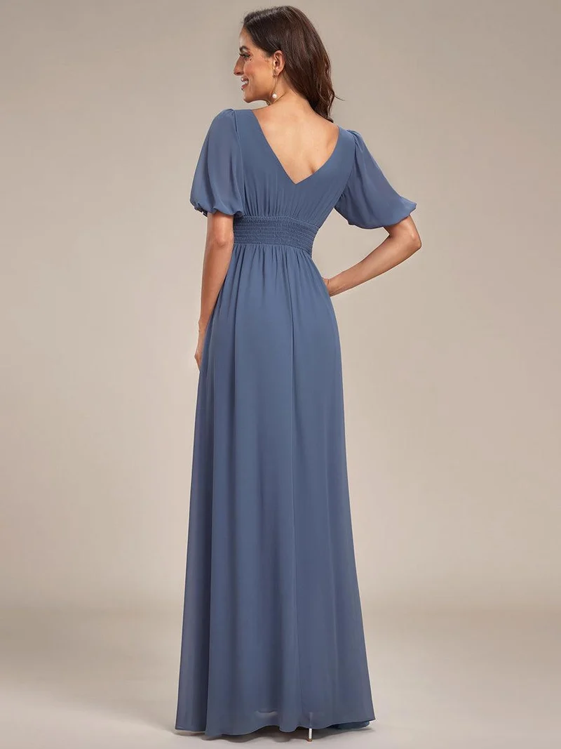 ever MADISON|Robe de soirée Mousseline M manches courtes et col en V