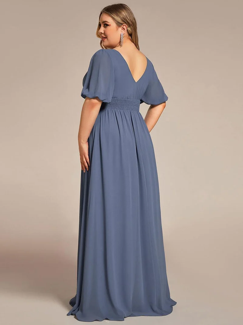 ever MADISON|Robe de soirée Mousseline M manches courtes et col en V