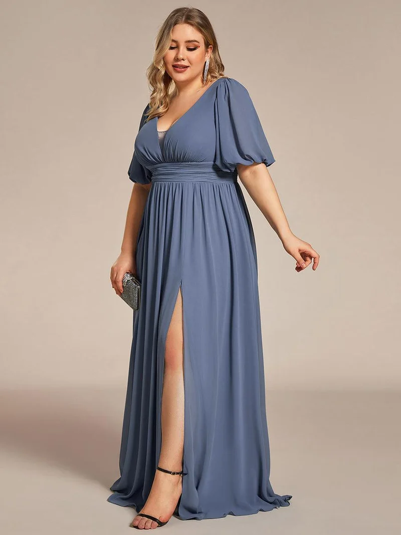 ever MADISON|Robe de soirée Mousseline M manches courtes et col en V