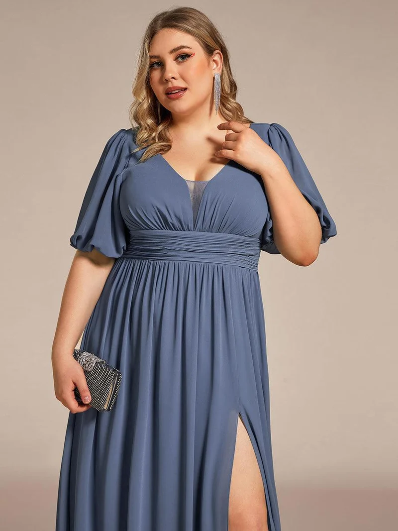 ever MADISON|Robe de soirée Mousseline M manches courtes et col en V