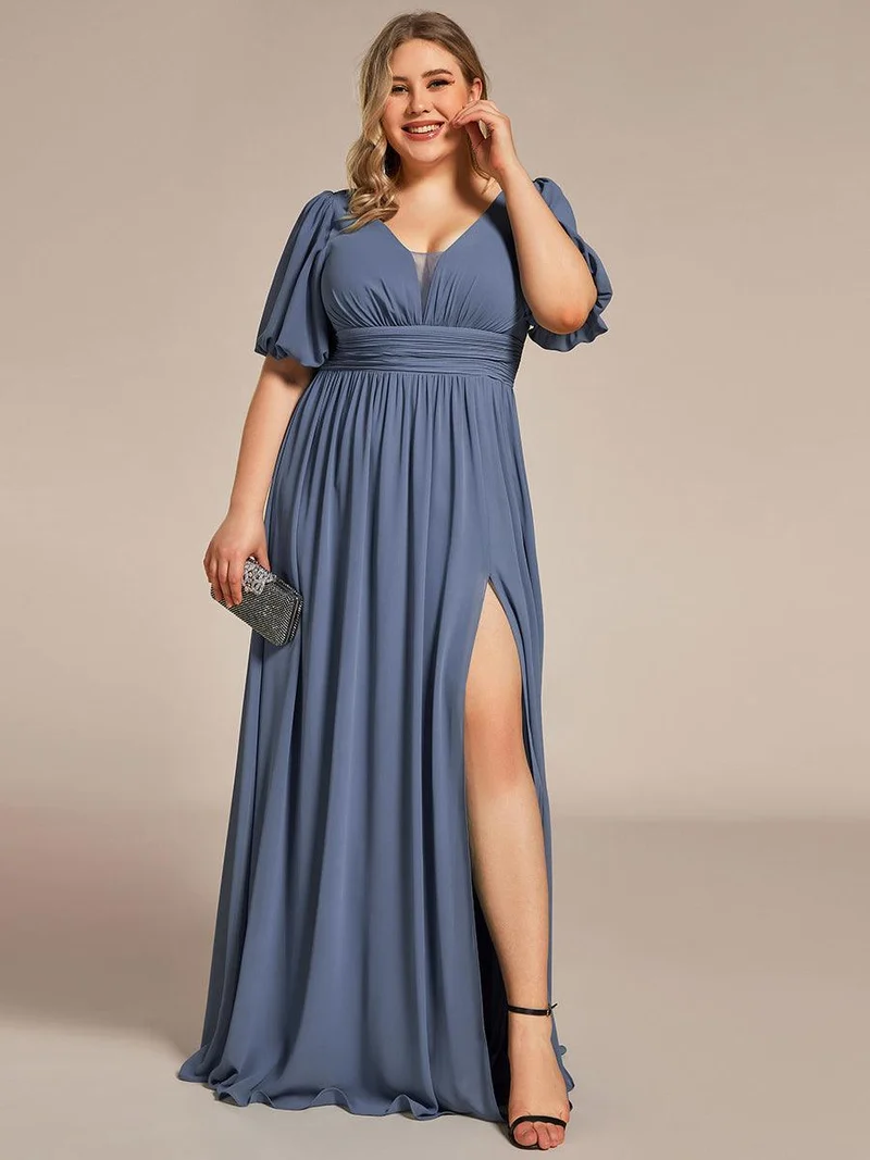 ever MADISON|Robe de soirée Mousseline M manches courtes et col en V