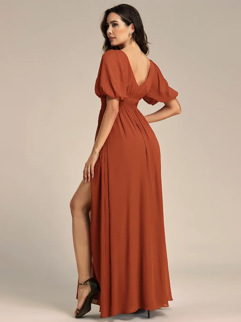 ever MADISON|Robe de soirée Mousseline M manches courtes et col en V