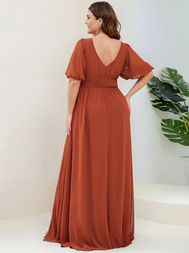 ever MADISON|Robe de soirée Mousseline M manches courtes et col en V
