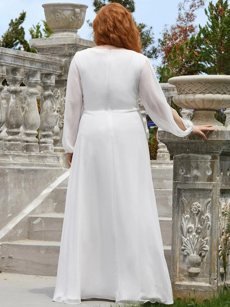 ever AMOUR|Robe Mère De La Mariée moderne Longue Elegante Avec Lanterne en V Profond