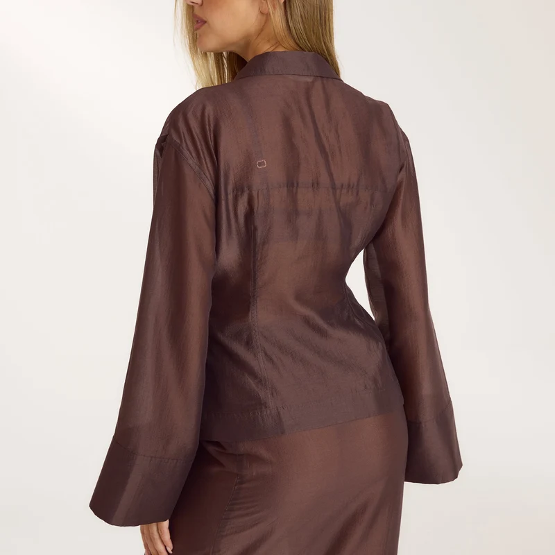Chemise Ajustée Transparente - Chocolat