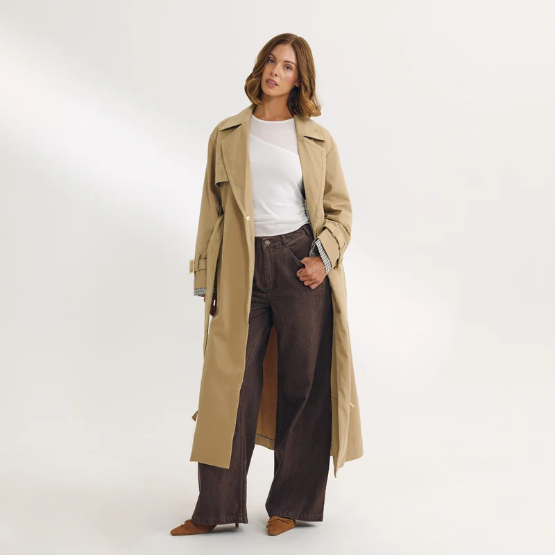 Trench avec Finitions en Daim - Sable