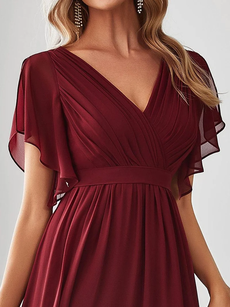 ever LEORA|Robe demoiselle d'honneur en mousseline à encolure en V et à manches flottantes