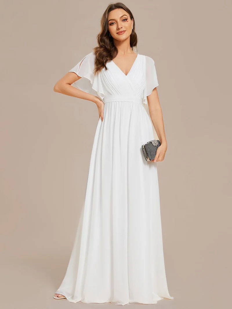 ever LEORA|Robe de mariée bohème en mousseline col V et manches fluides