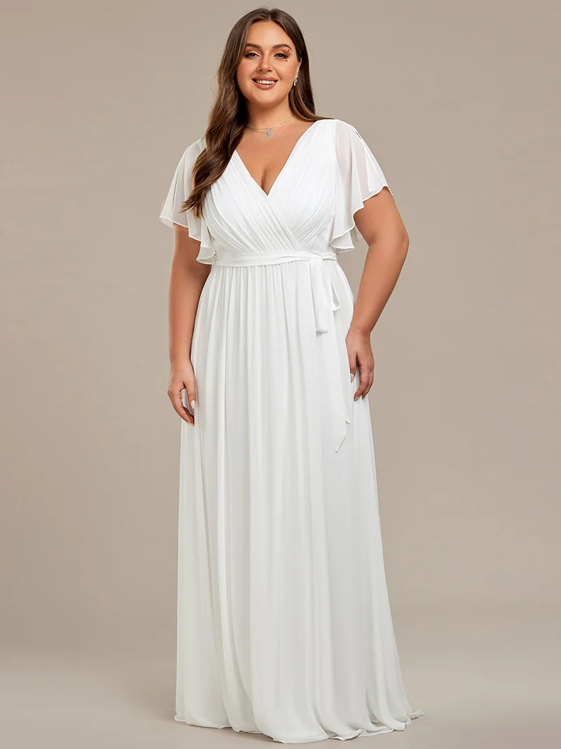 ever LEORA|Robe demoiselle d'honneur en mousseline à encolure en V et à manches flottantes