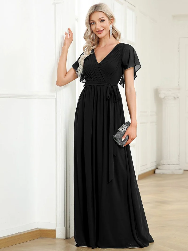 ever LEORA|Robe demoiselle d'honneur en mousseline à encolure en V et à manches flottantes