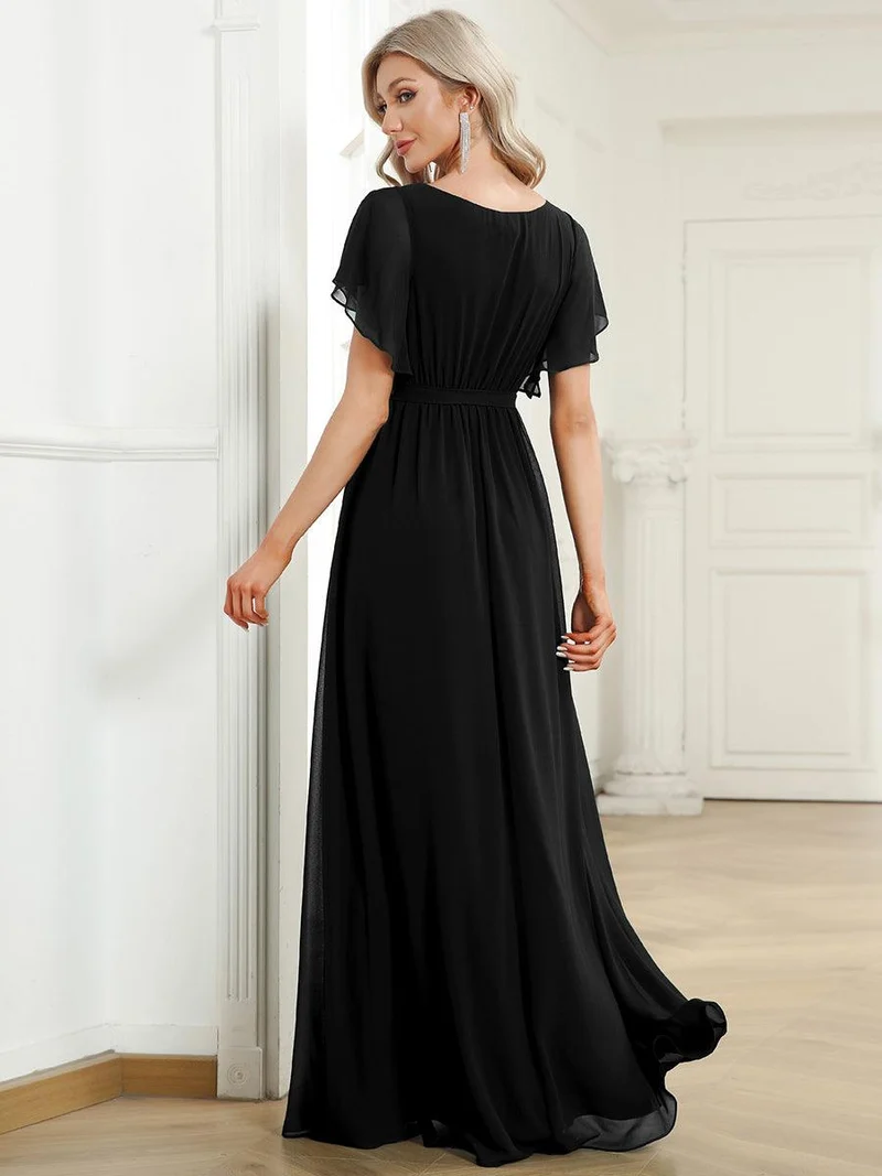 ever LEORA|Robe demoiselle d'honneur en mousseline à encolure en V et à manches flottantes