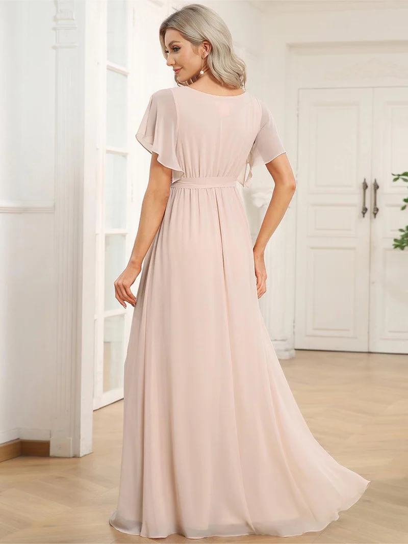 ever LEORA|Robe demoiselle d'honneur en mousseline à encolure en V et à manches flottantes