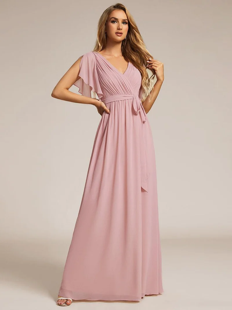 ever LEORA|Robe demoiselle d'honneur en mousseline à encolure en V et à manches flottantes
