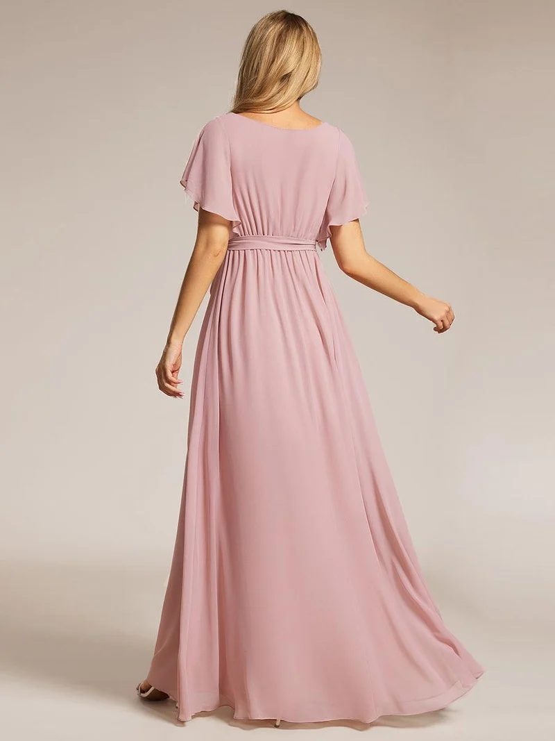 ever LEORA|Robe demoiselle d'honneur en mousseline à encolure en V et à manches flottantes