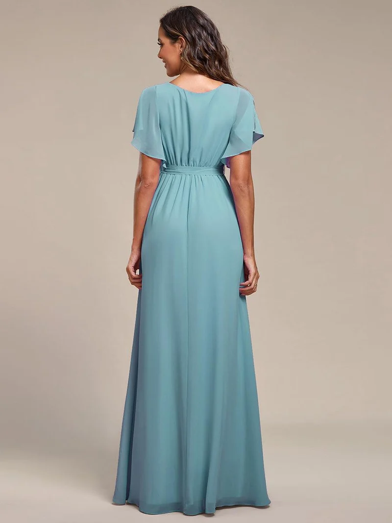 ever LEORA|Robe demoiselle d'honneur en mousseline à encolure en V et à manches flottantes